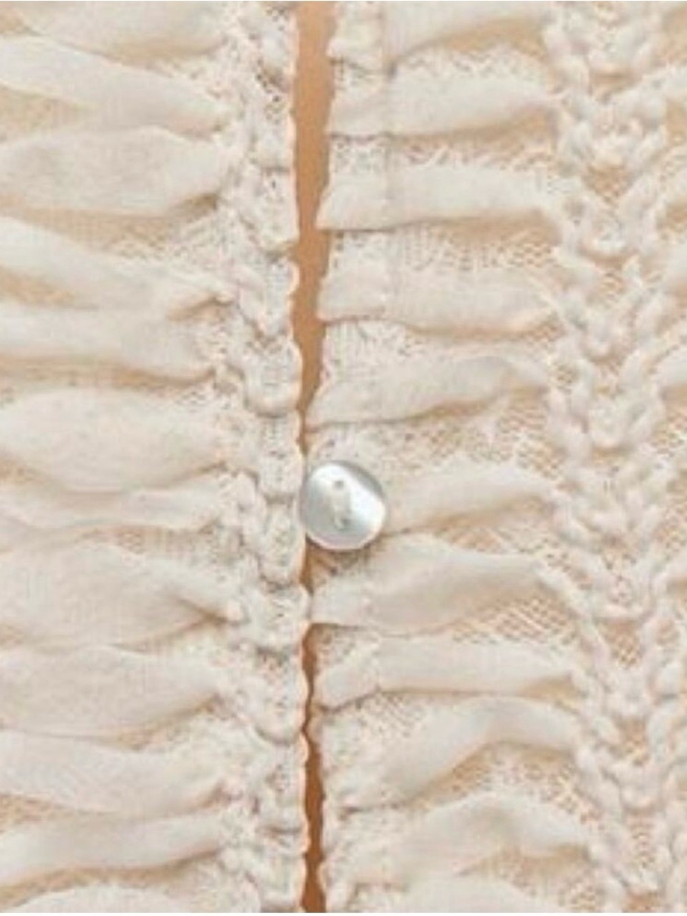 ZARA Structured Cream Ruffle-Textured Cropped Cardigan - Picture 8 of 9